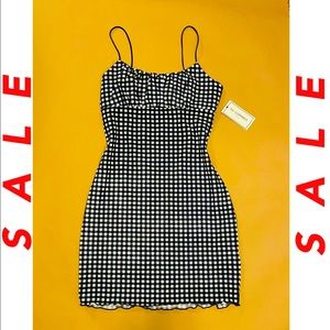 NEW Plaid knit black and white slip dress